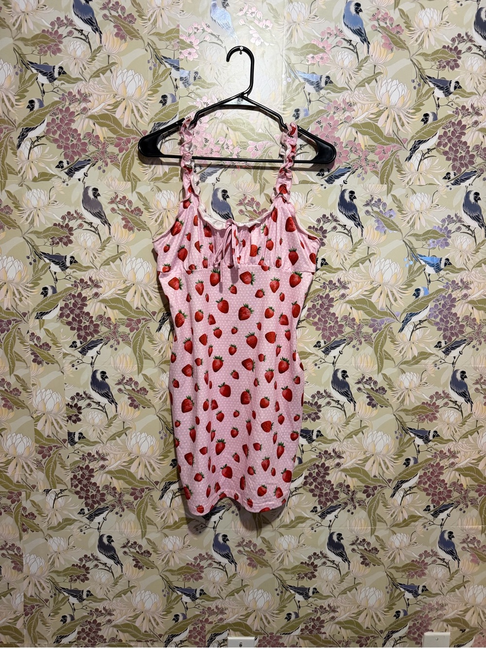 SHEIN Pink Strawberry Print Mini Dress